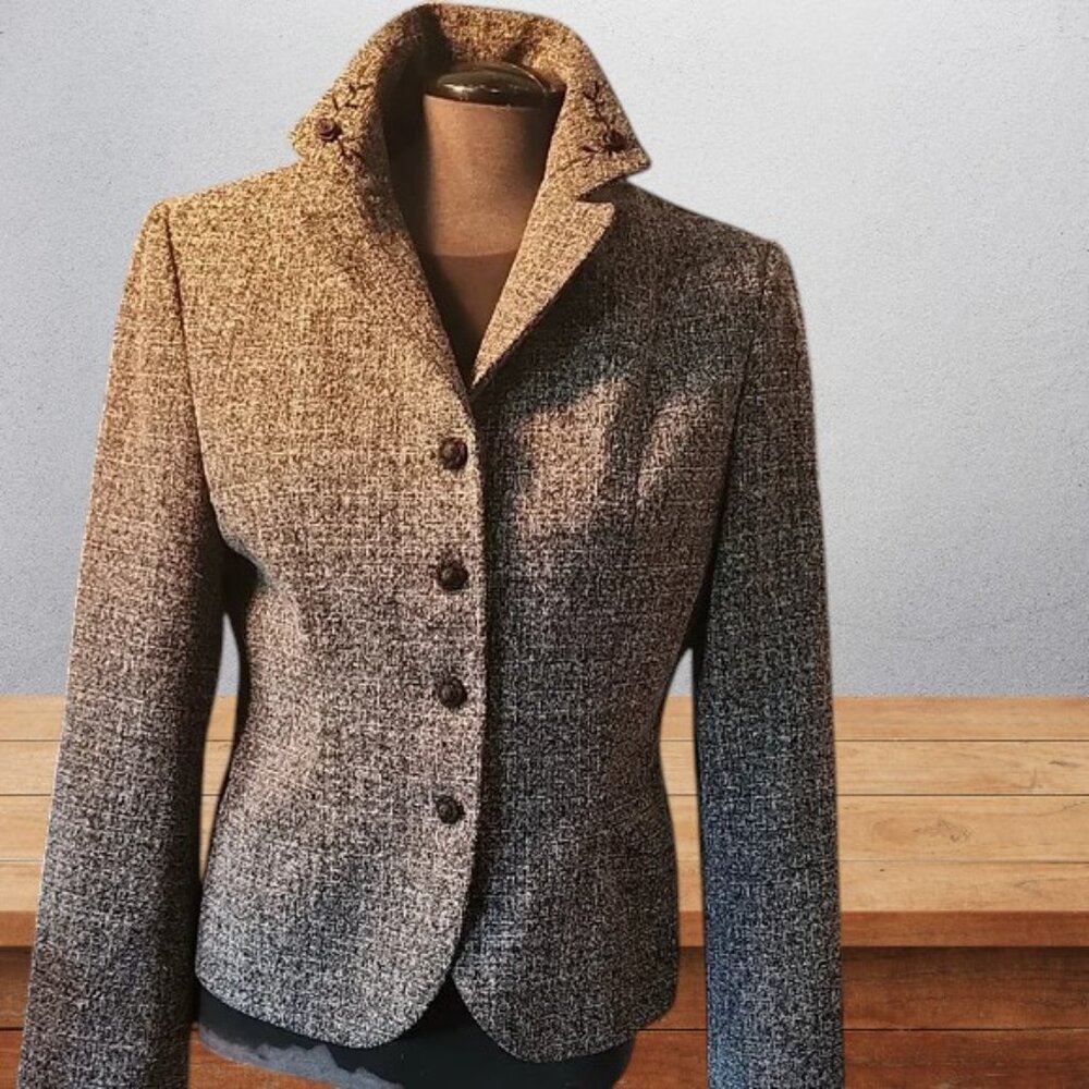 Jessica Women's Black and Gray Tweed Blazer